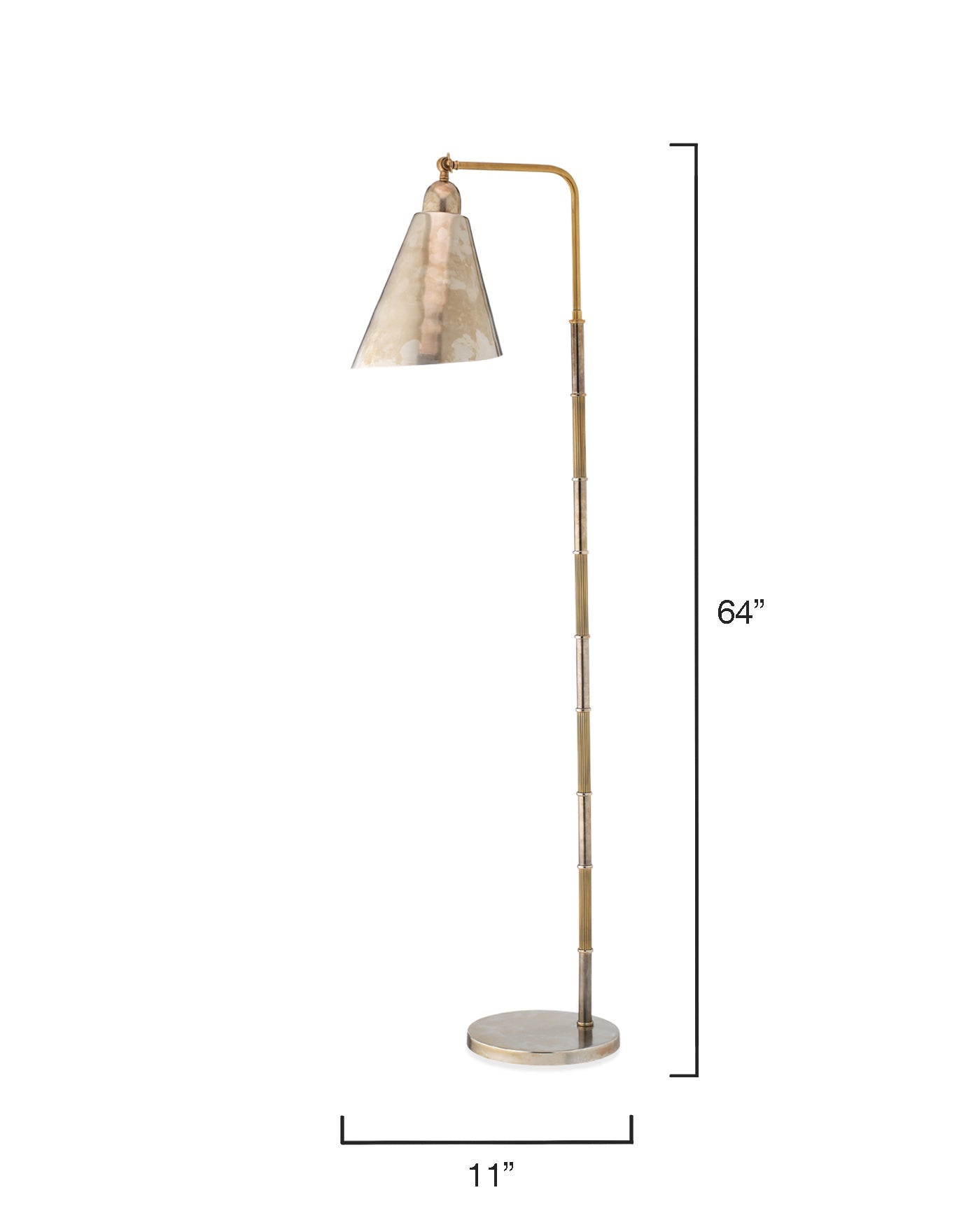 Vilhelm Reading Lamp in Antique Brass/Silver Metal (finishes will vary, A natural patina exists and is not a
defect, variation in stain pattern will occur)