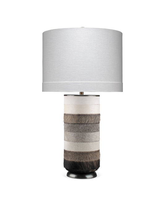 Winslow Table Lamp in White, Light Grey & Dark Grey Hide