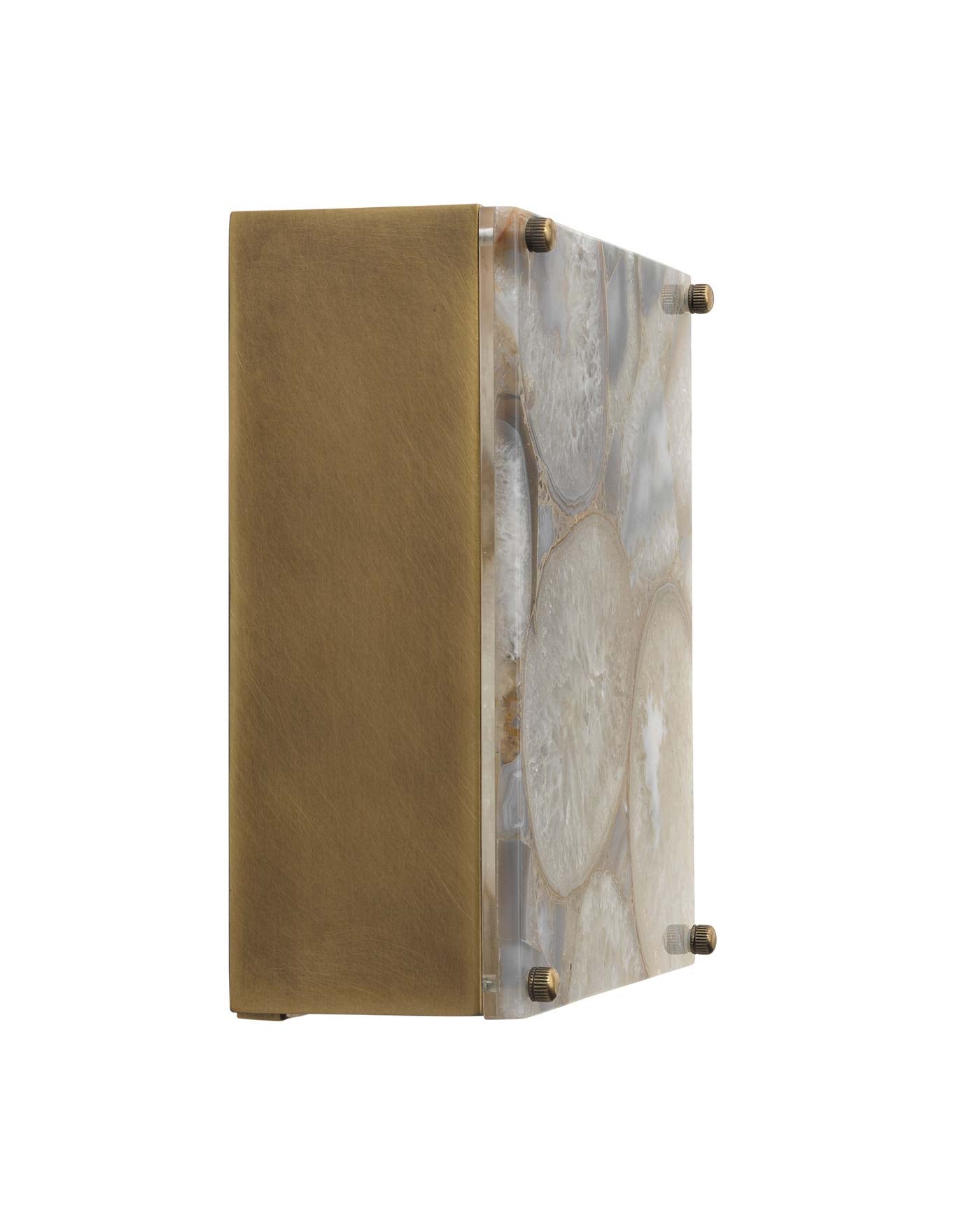 Adeline Square Wall Sconce in Agate Resin & Antique Brass