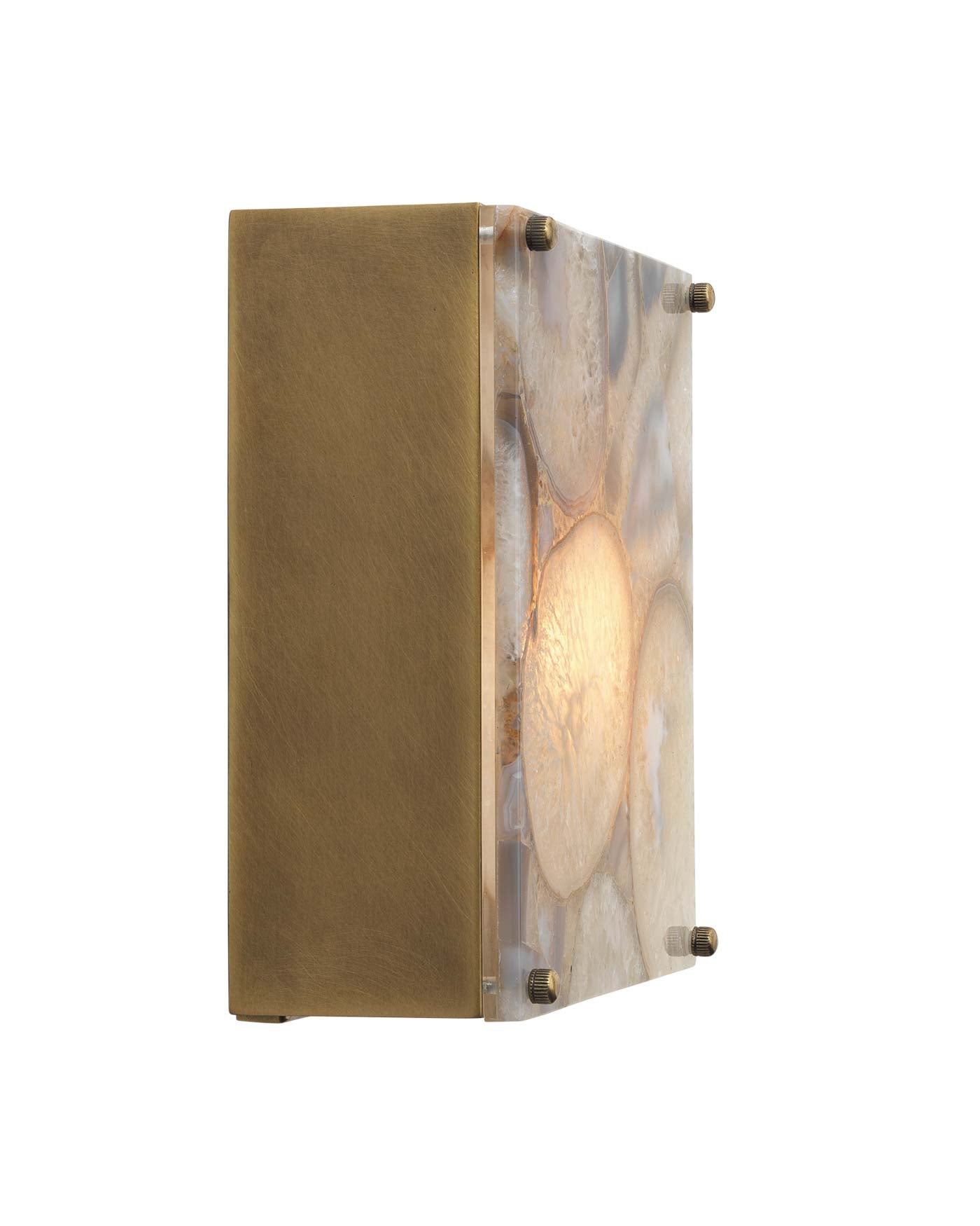 Adeline Square Wall Sconce in Agate Resin & Antique Brass