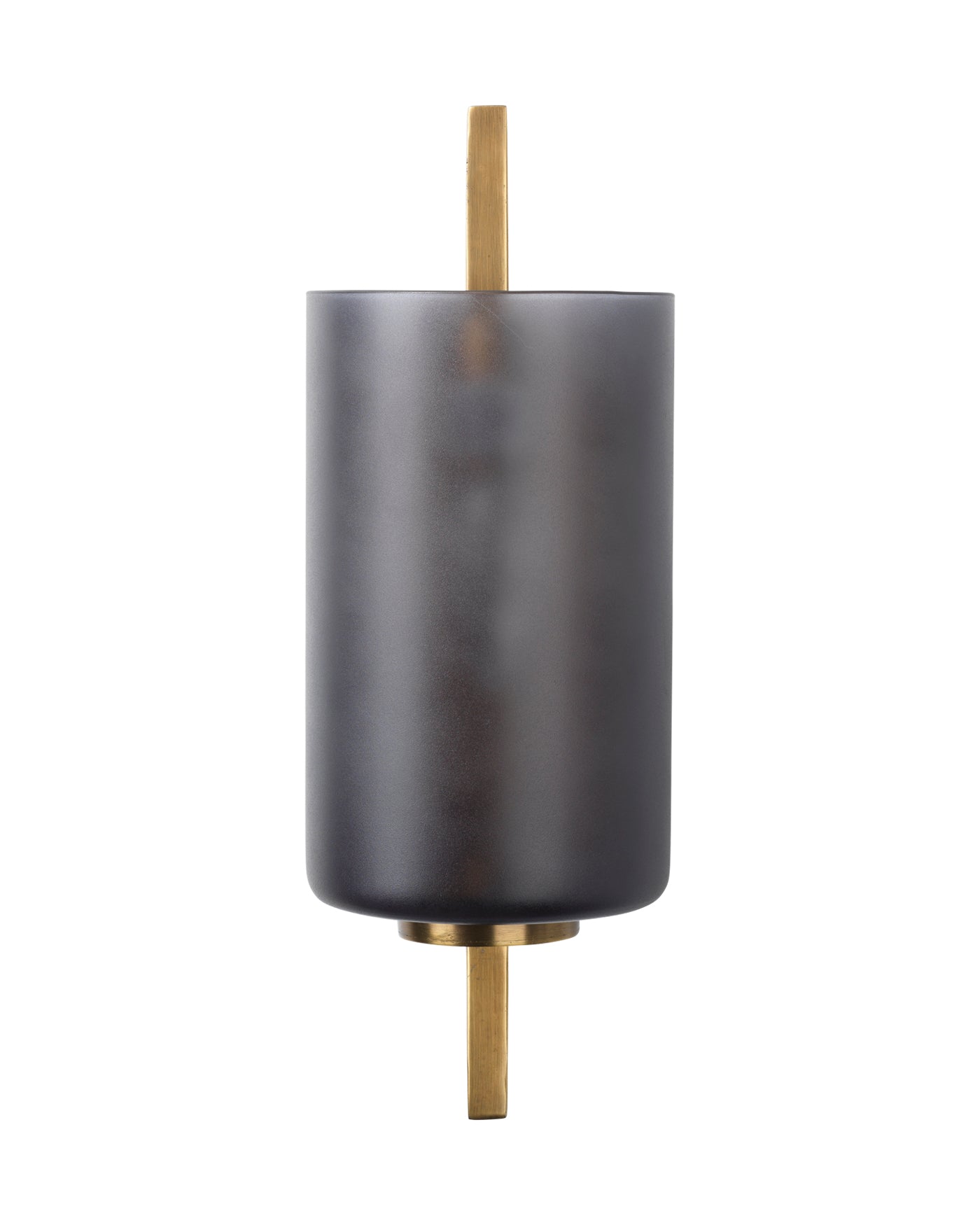 Blueprint Sconce in Antique Brass Metal & Grey Glass
