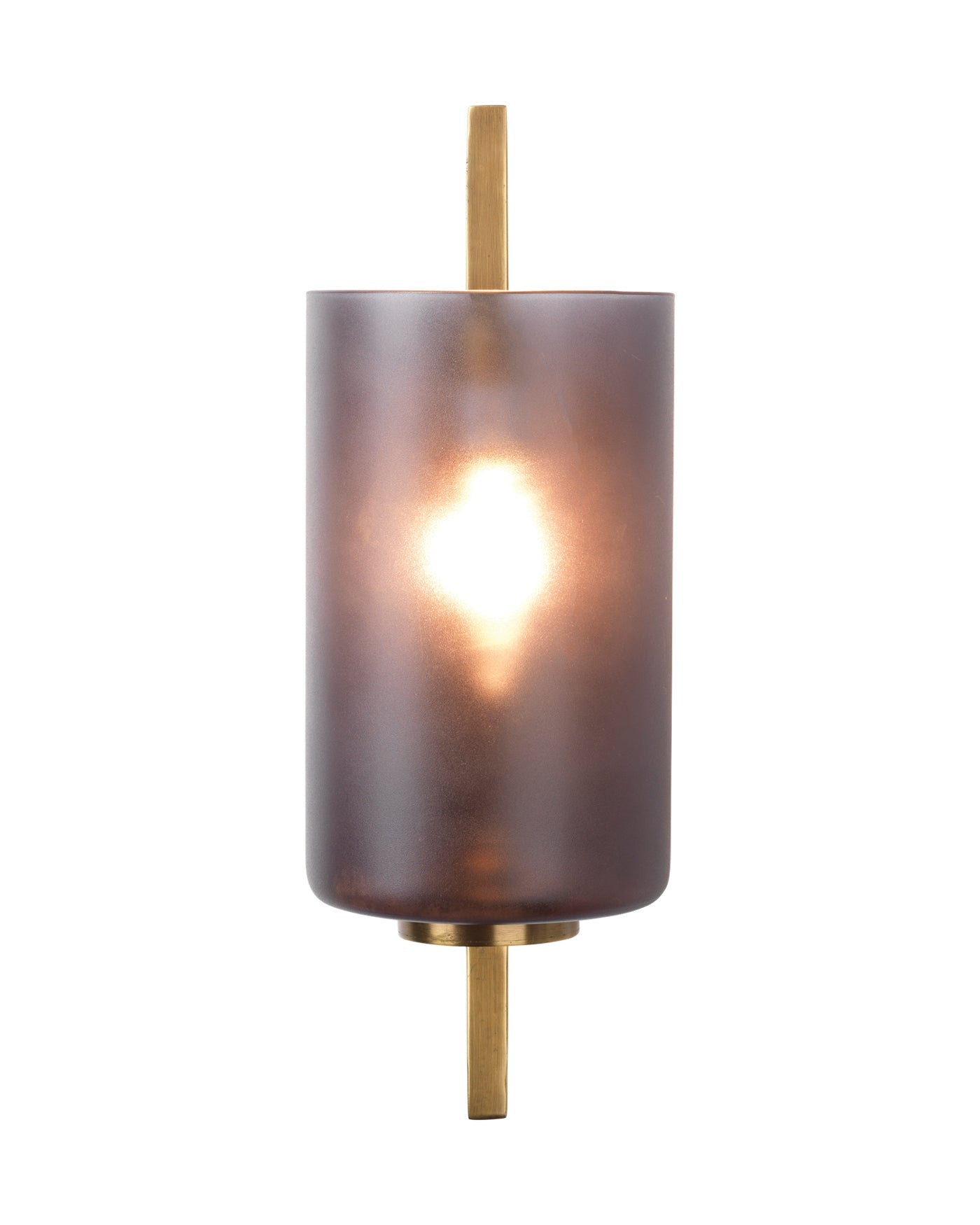 Blueprint Sconce in Antique Brass Metal & Grey Glass