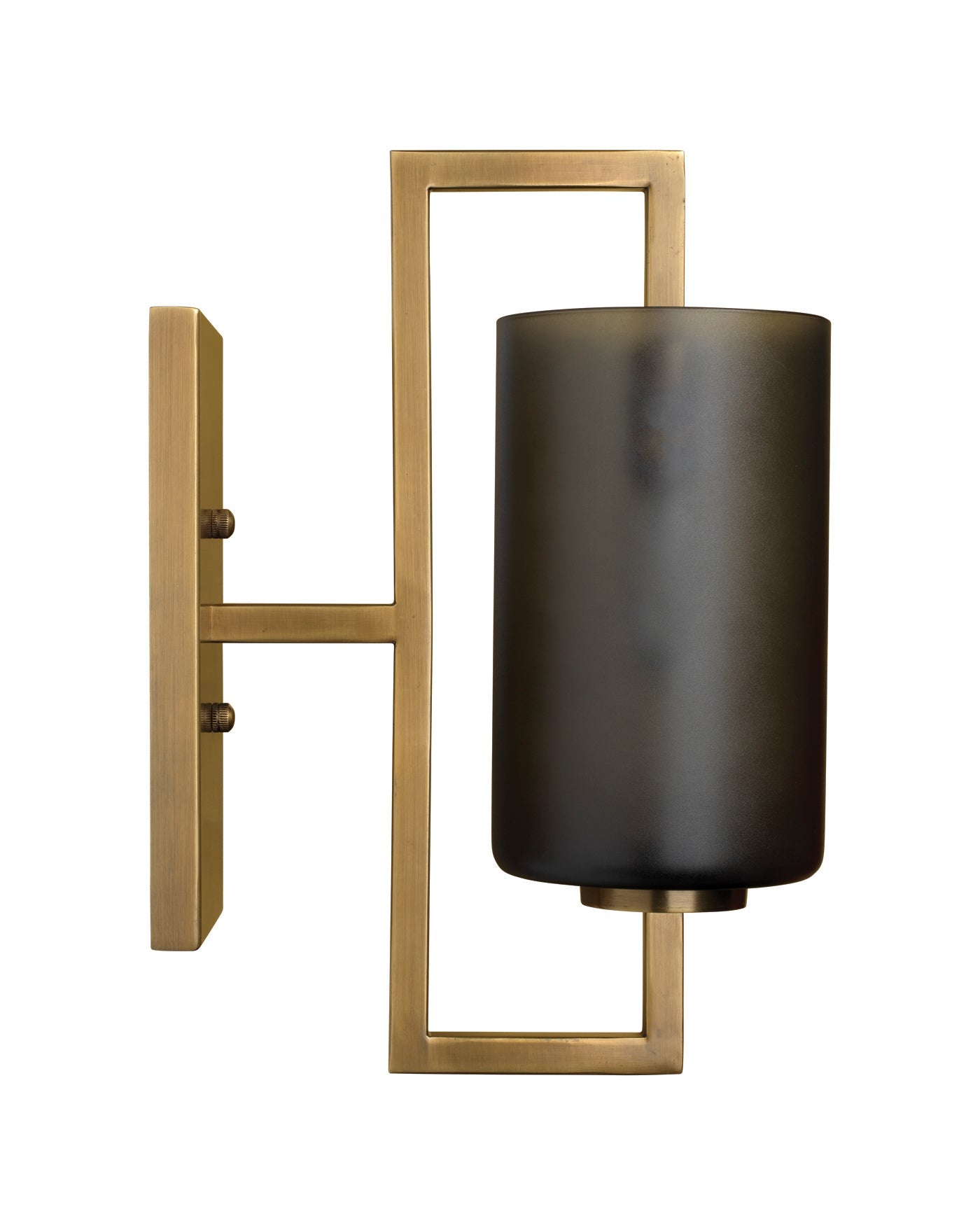 Blueprint Sconce in Antique Brass Metal & Grey Glass