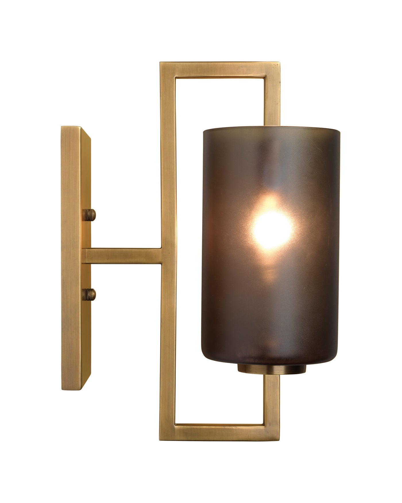 Blueprint Sconce in Antique Brass Metal & Grey Glass
