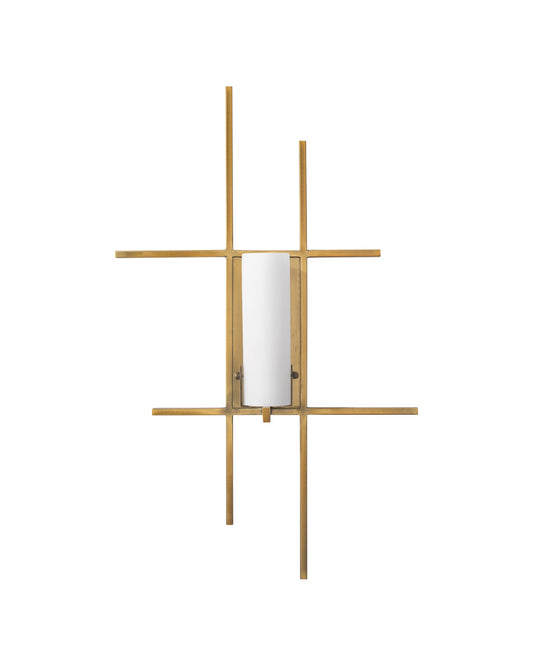 Geneva Wall Sconce in Antique Brass With Opal White Resin Shade