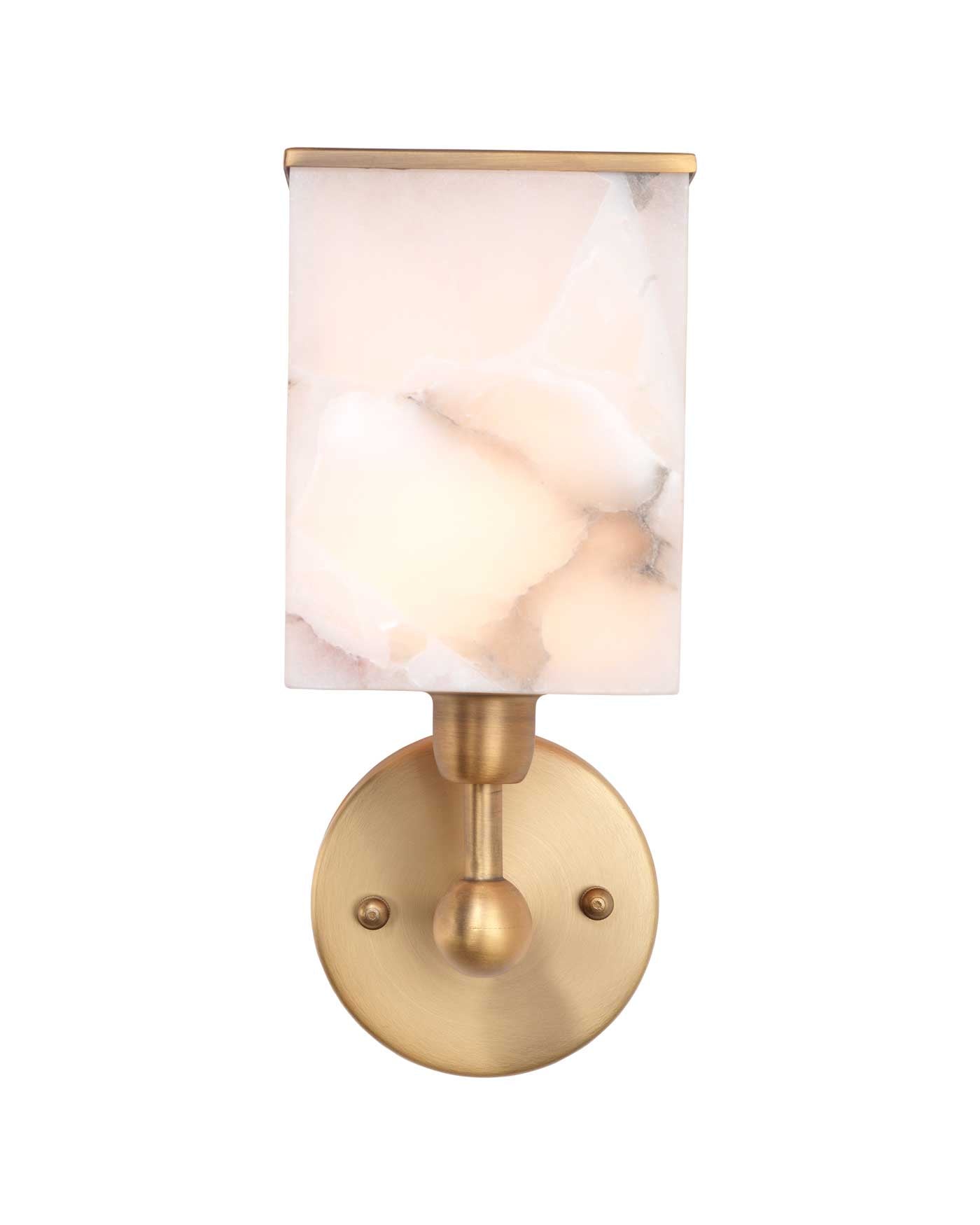 Ghost Axis Wall Sconce in White Alabaster With Antique Brass Metal