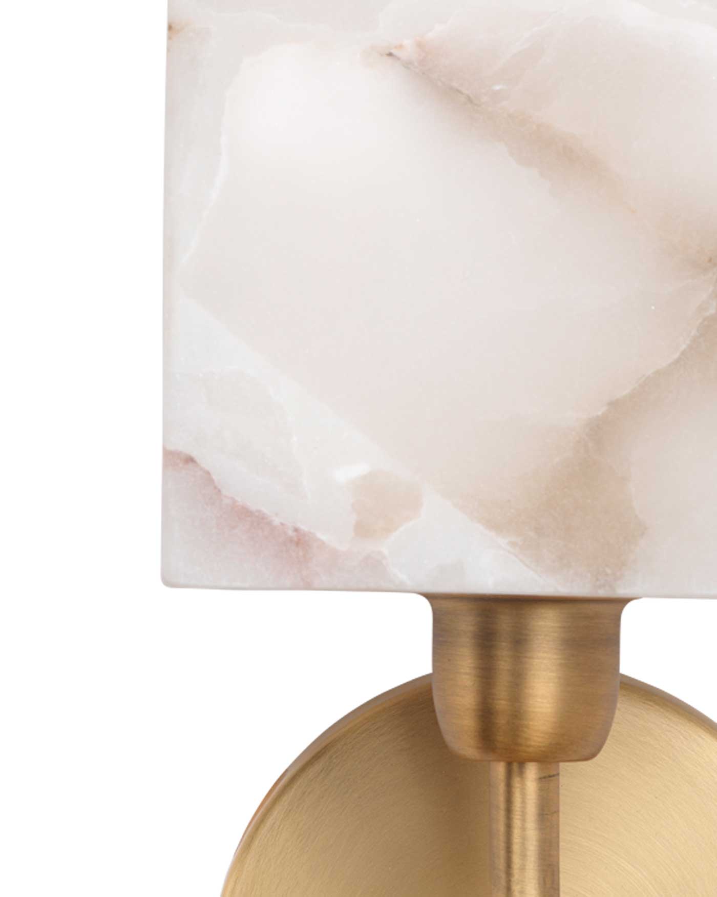 Ghost Axis Wall Sconce in White Alabaster With Antique Brass Metal