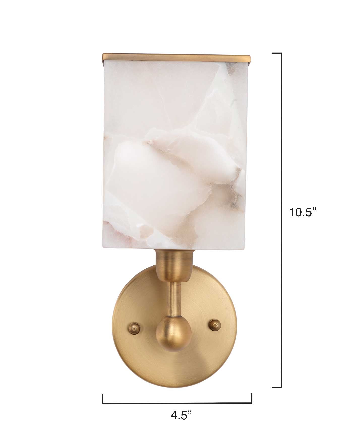 Ghost Axis Wall Sconce in White Alabaster With Antique Brass Metal