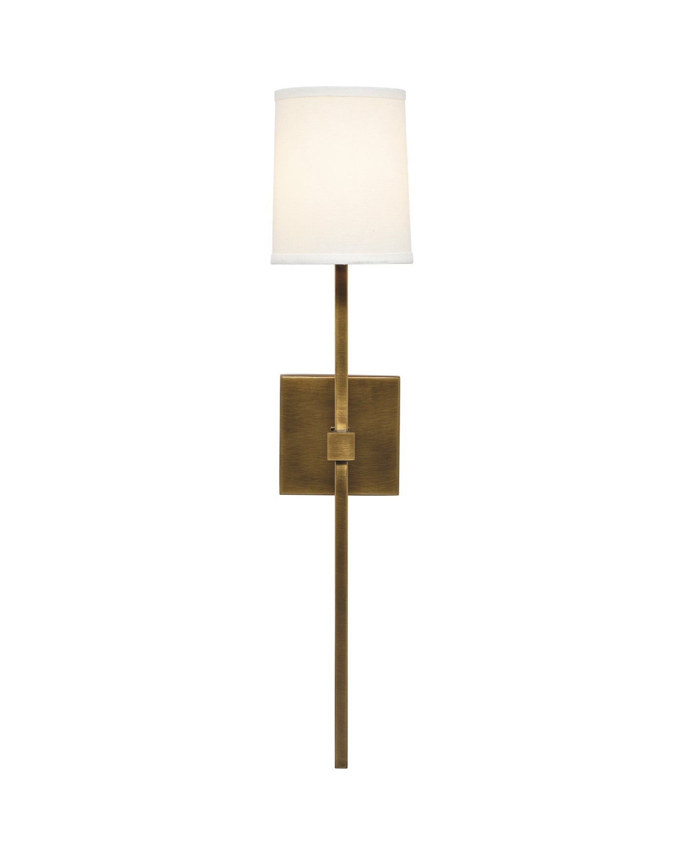 Minerva Wall Sconce in Antique Brass With White Linen Shade