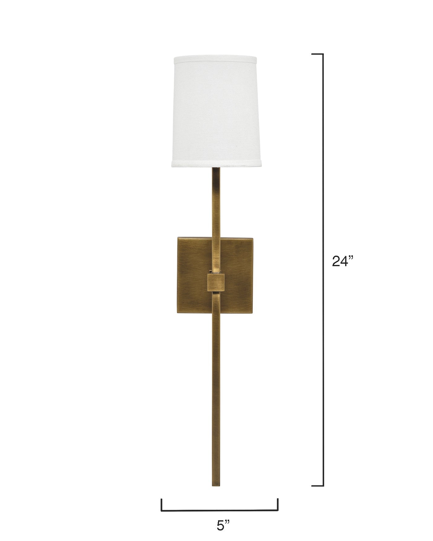 Minerva Wall Sconce in Antique Brass With White Linen Shade