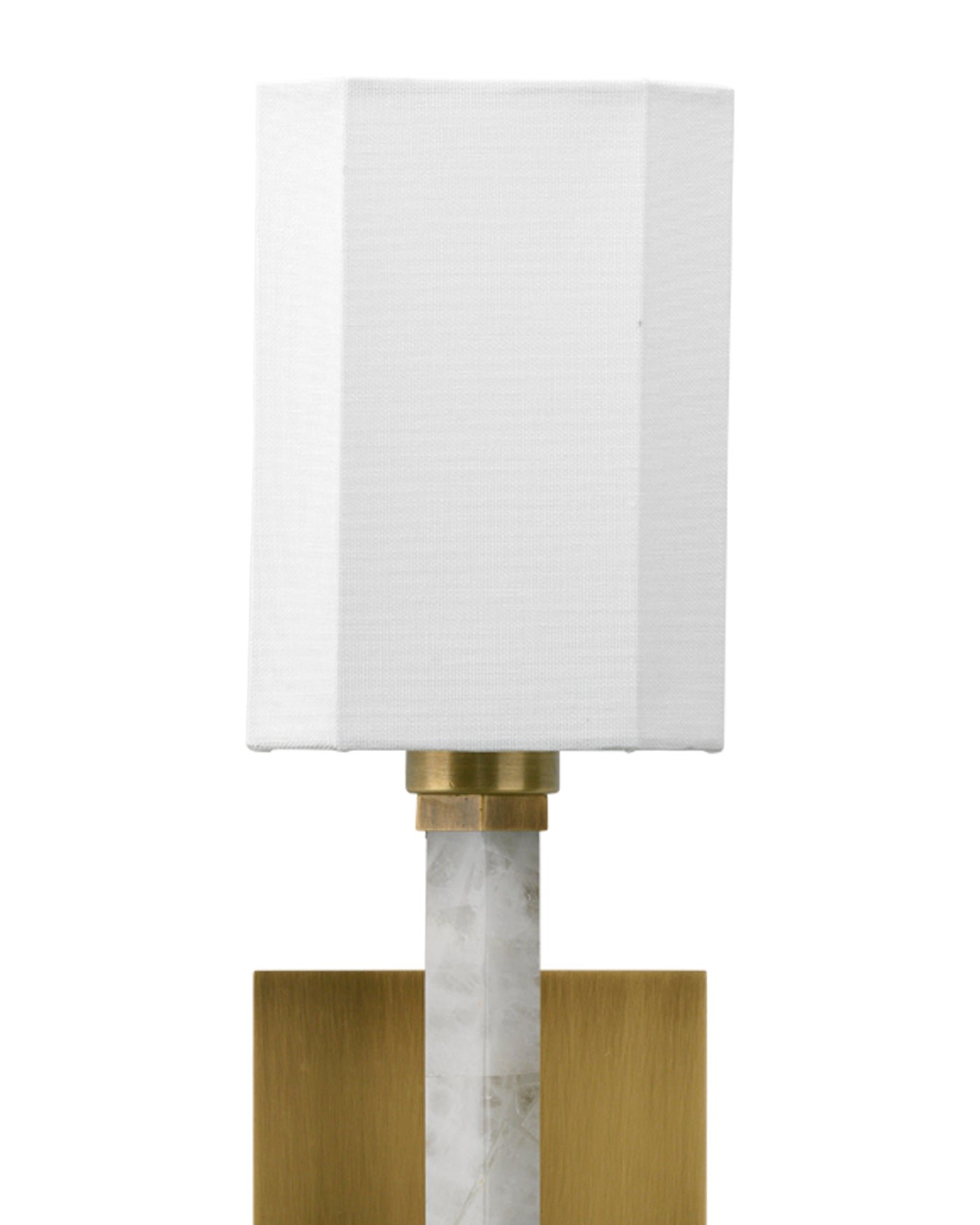 Roman Hexagon Sconce in  White Rock Quartz & Antique Brass Metal