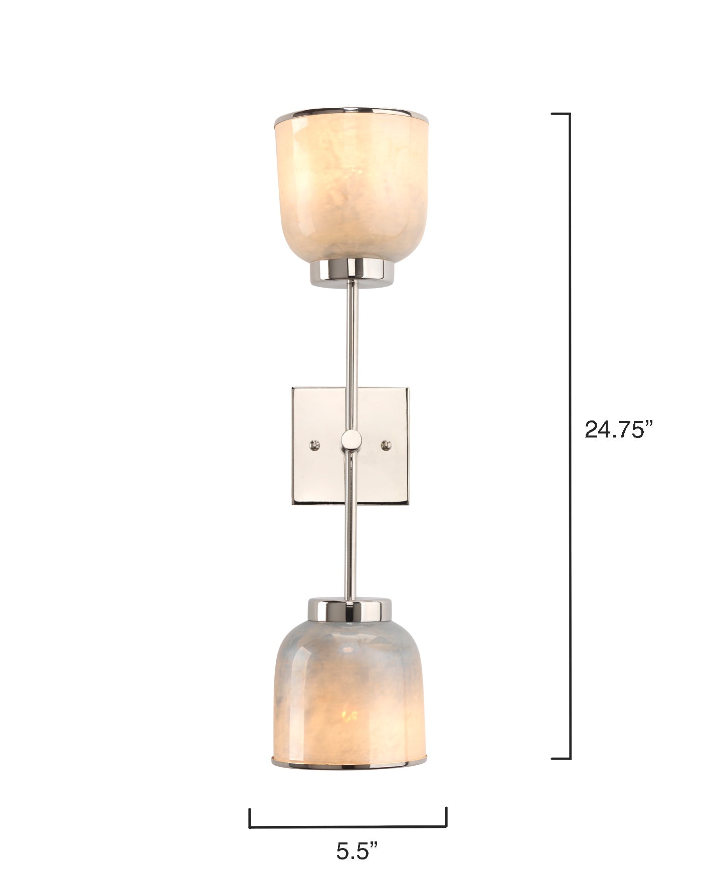 Vapor Double Sconce in  Opal Glass & Nickel Metal