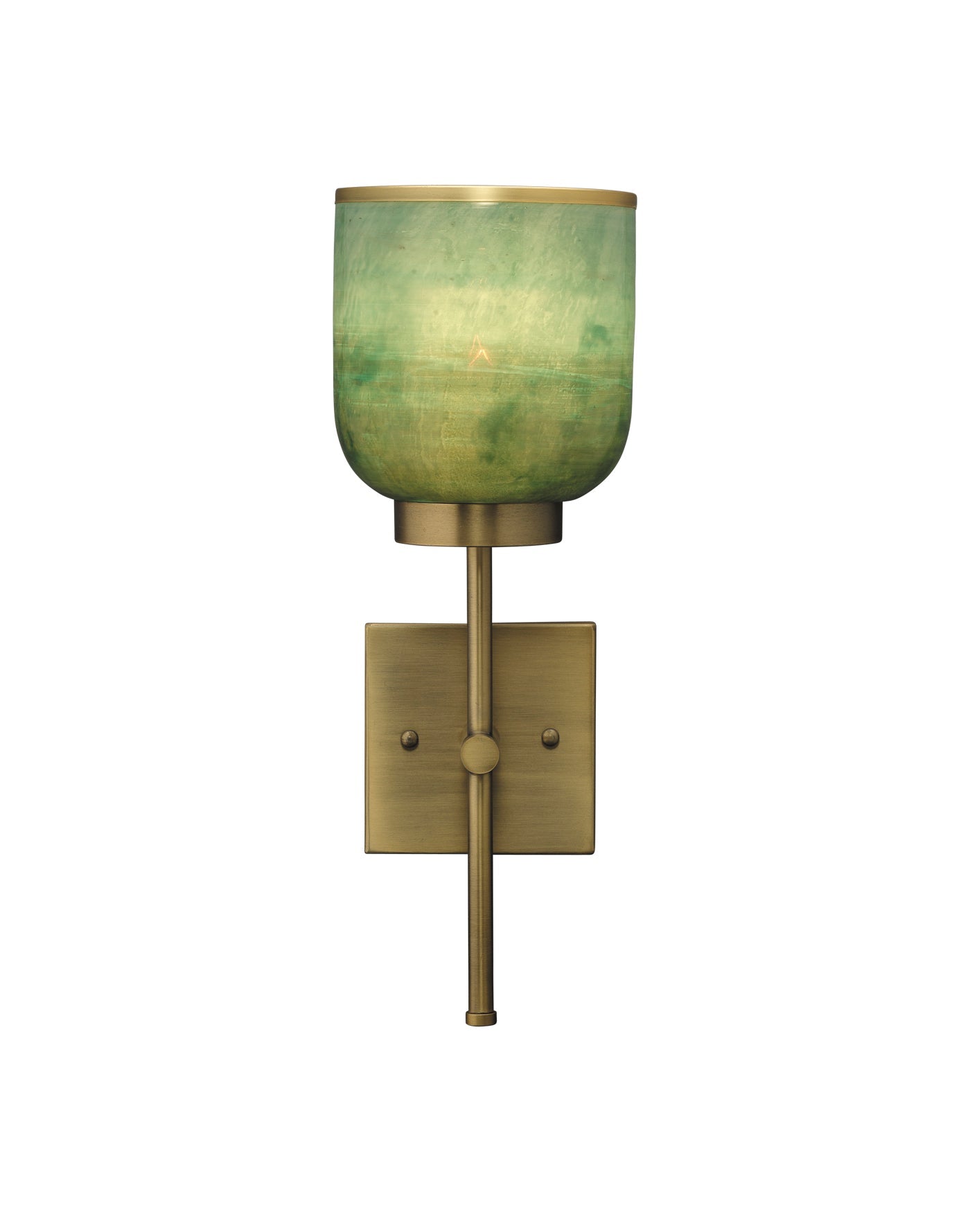 Vapor Single Sconce in Antique Brass & Aqua Metallic Glass