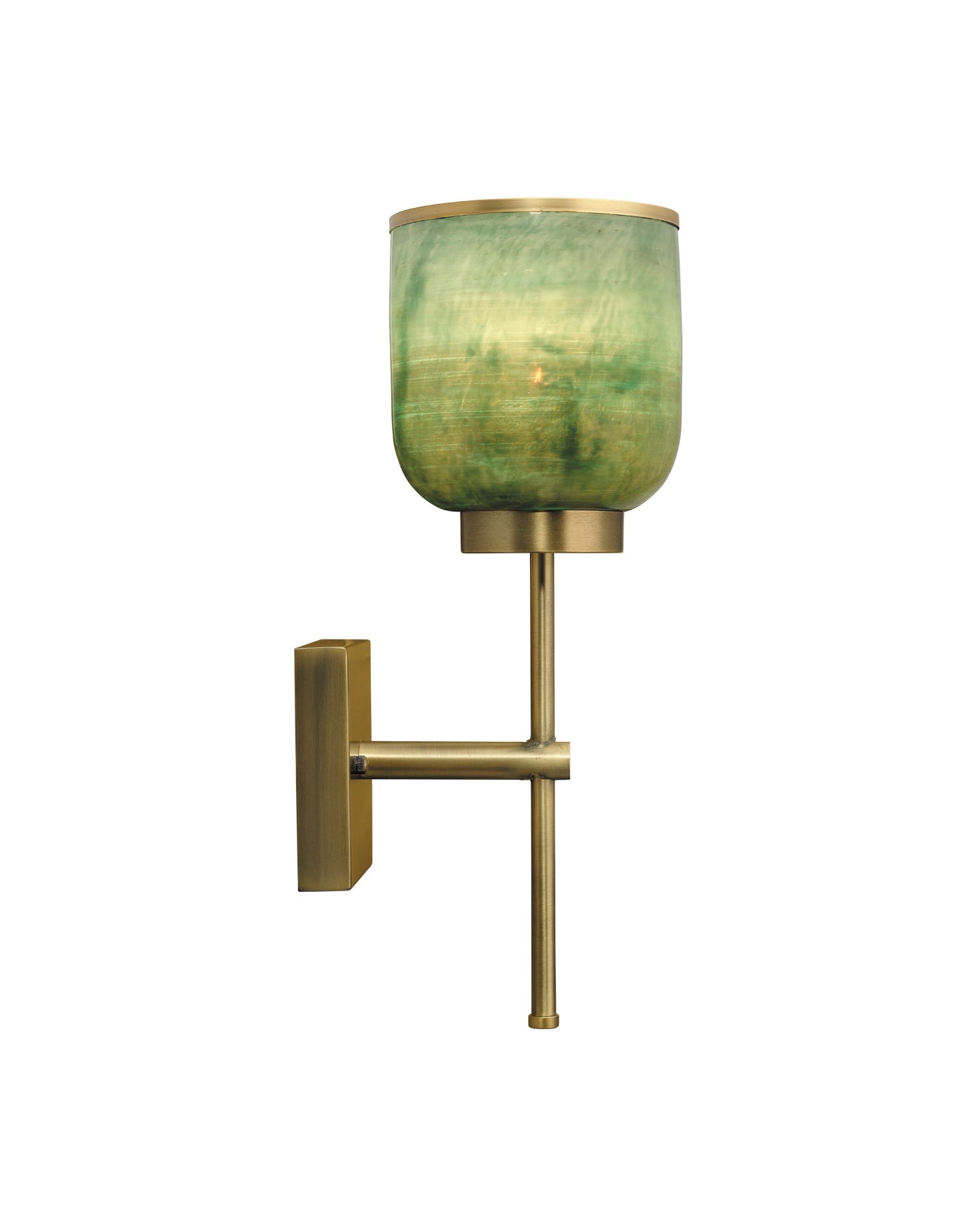 Vapor Single Sconce in Antique Brass & Aqua Metallic Glass