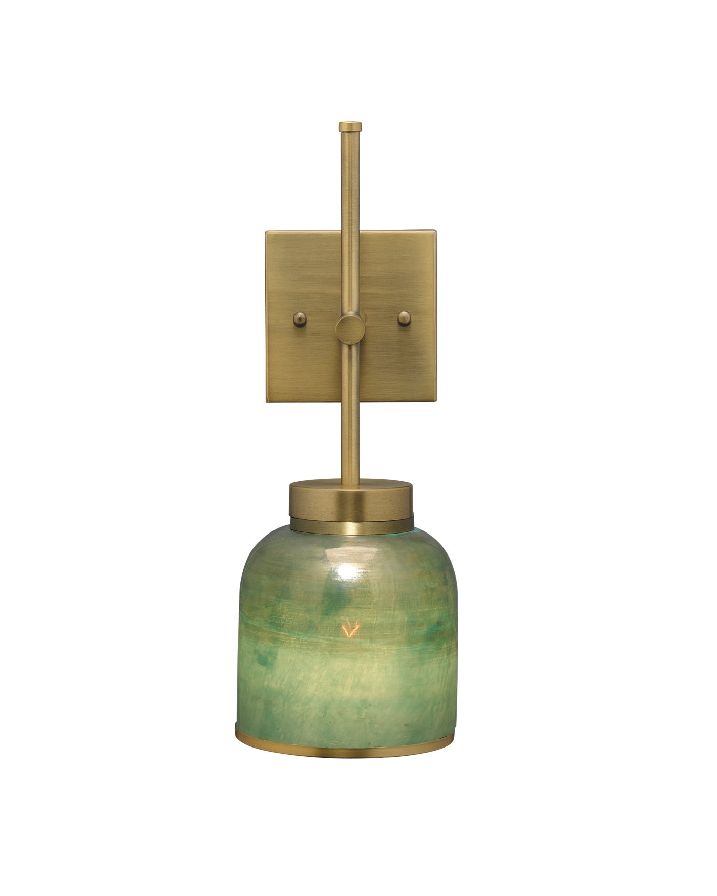 Vapor Single Sconce in Antique Brass & Aqua Metallic Glass