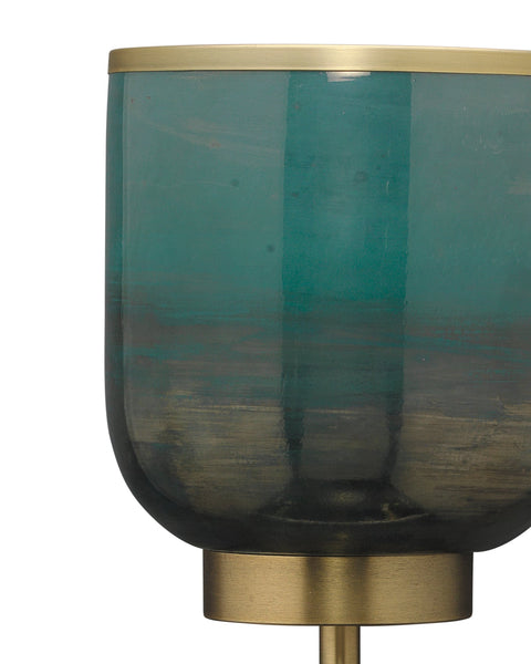 Vapor Single Sconce in Antique Brass & Aqua Metallic Glass