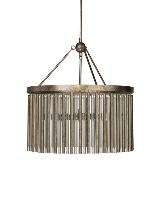 Andromeda Chandelier in Champagne Leaf Metal & Glass Tubes