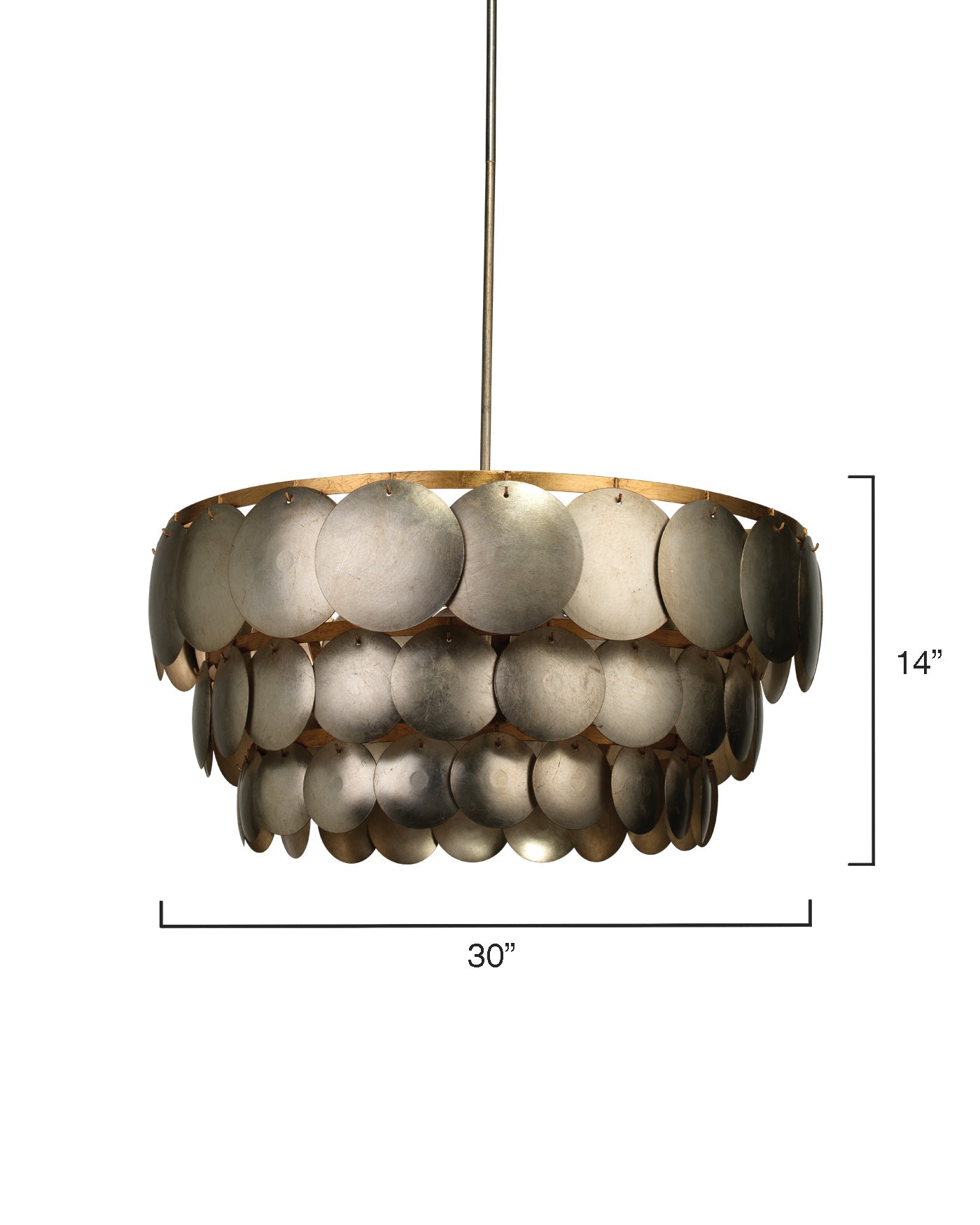 Calypso Three Tier Chandelier in Champagne Metal Leafing with Gold Leaf Trim