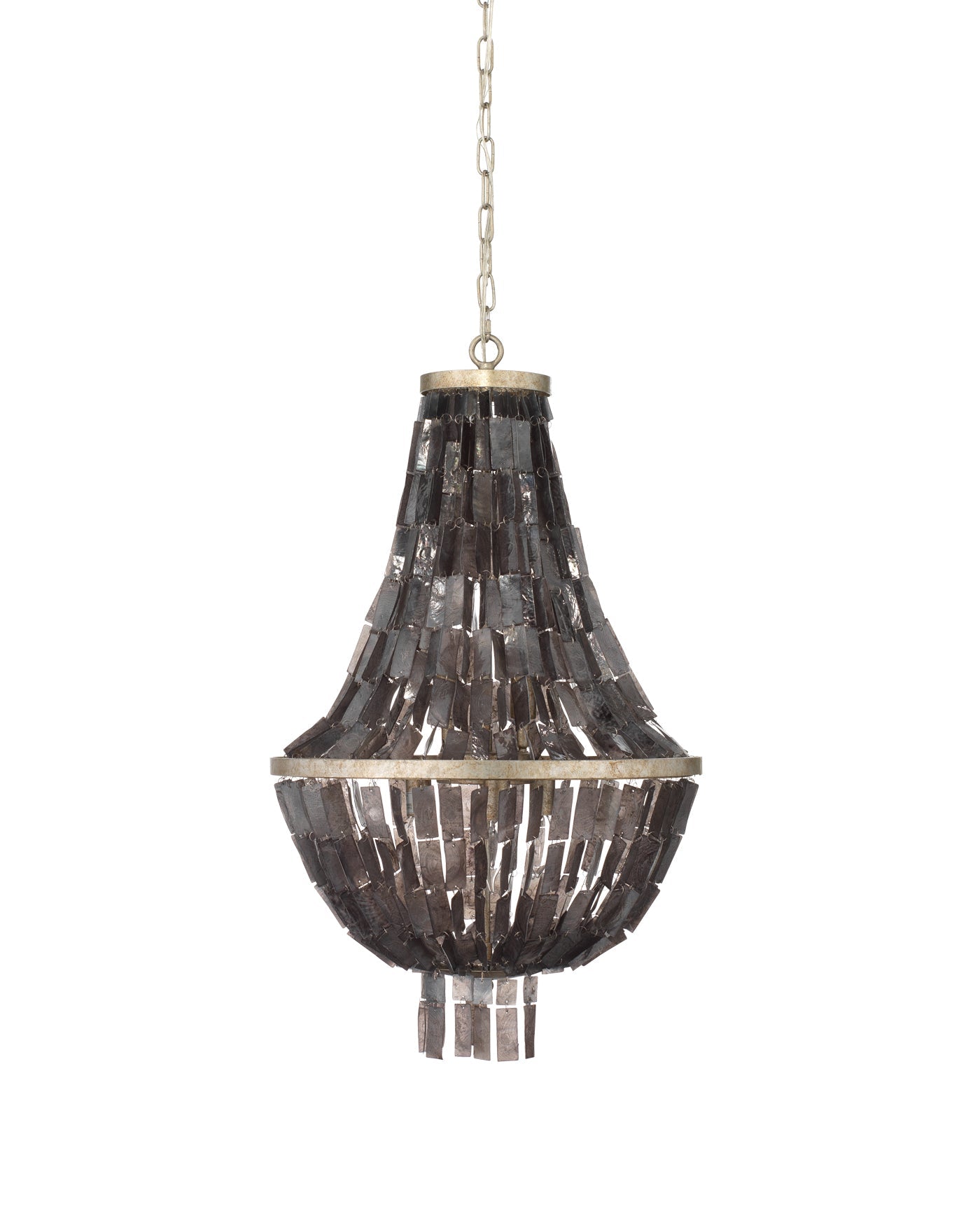 Capsize Chandelier in Black Mother of Pearl & Champagne Leaf Metal