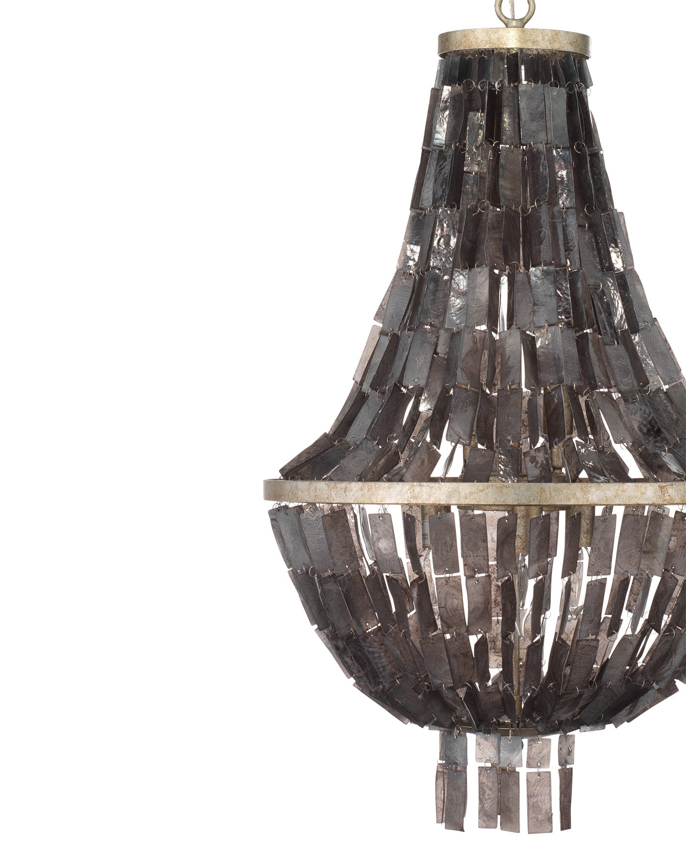 Capsize Chandelier in Black Mother of Pearl & Champagne Leaf Metal