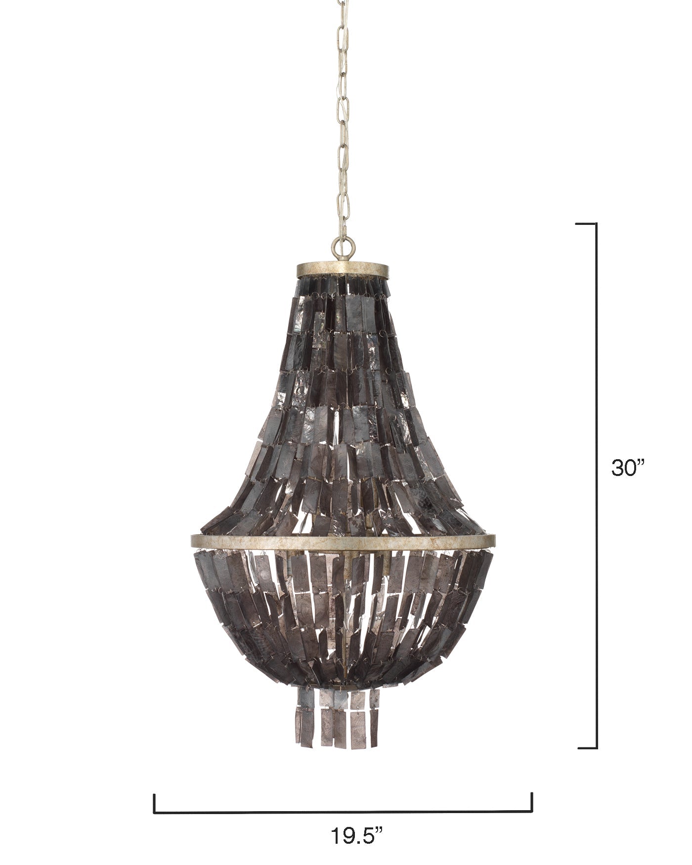 Capsize Chandelier in Black Mother of Pearl & Champagne Leaf Metal