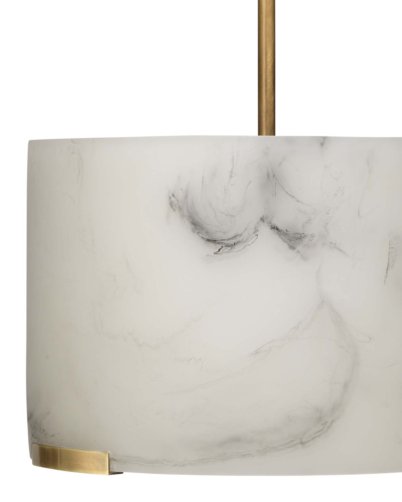 Elancourt Pendant in  White Faux Alabaster & Antique Brass Metal With Acrylic Diffuser