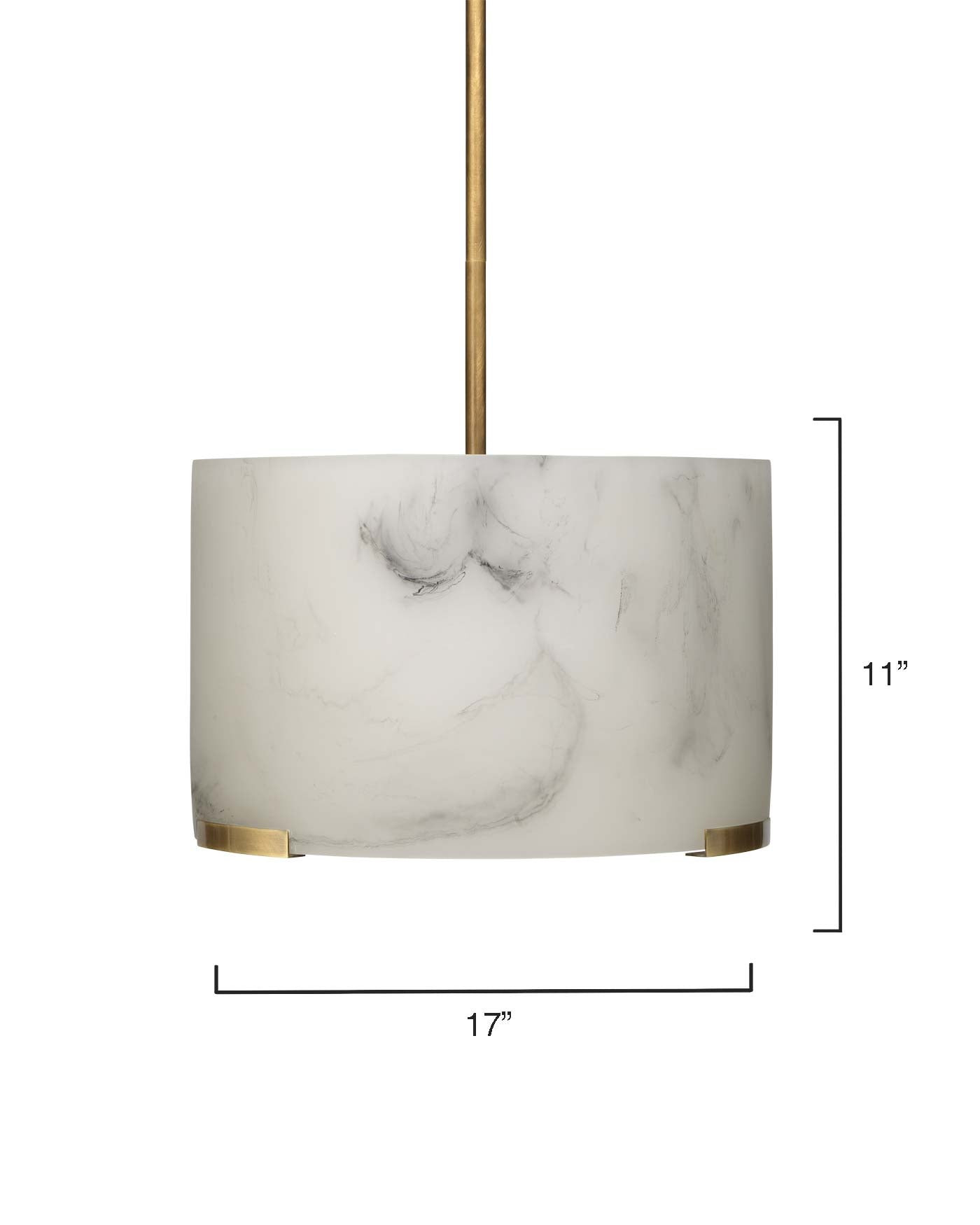 Elancourt Pendant in  White Faux Alabaster & Antique Brass Metal With Acrylic Diffuser