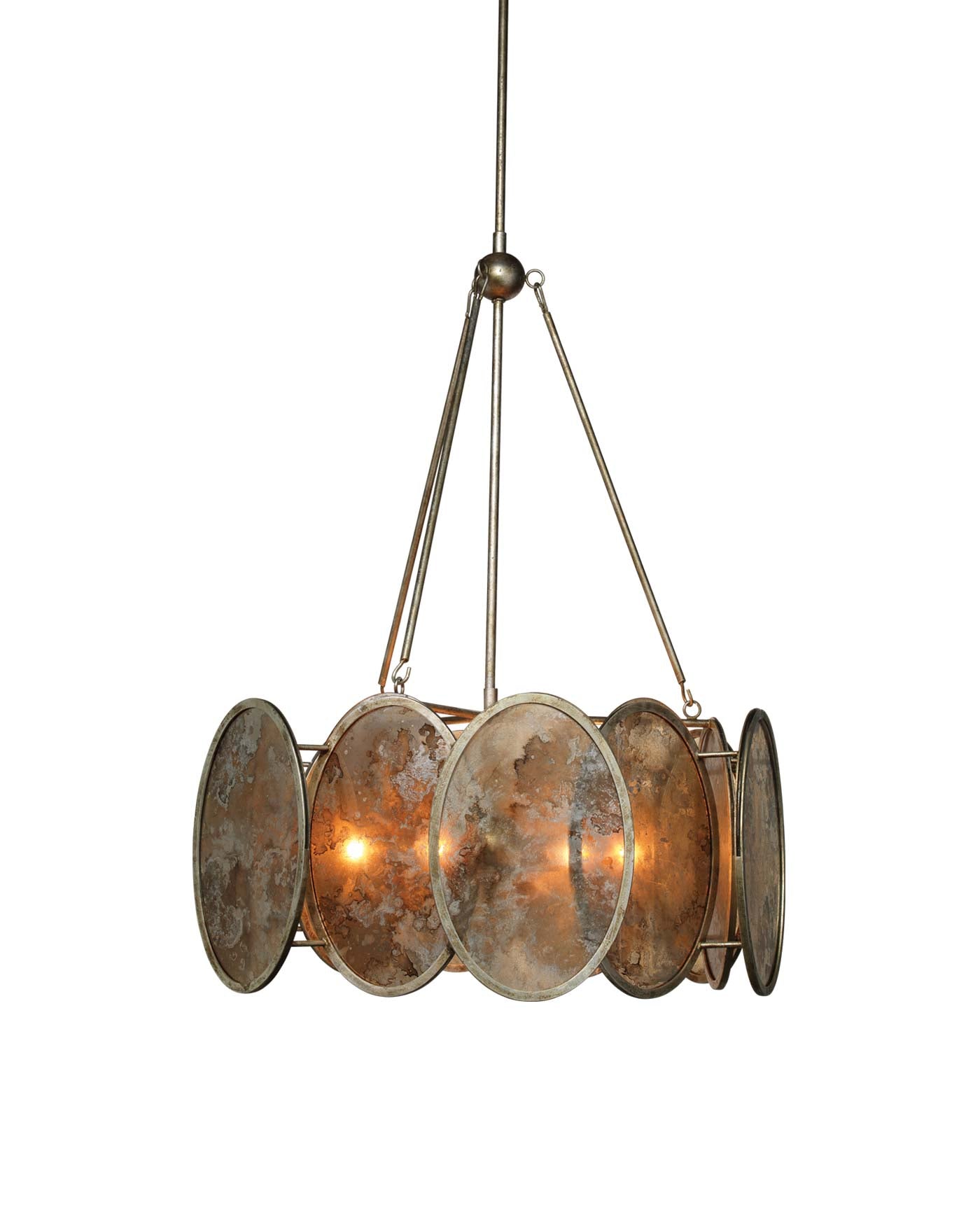 Galaxy Chandelier in Champagne Leaf with Antiqued Mirrored Glass