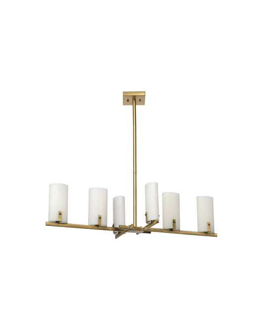 Geneva Chandelier in Antique Brass With White Resin Shades