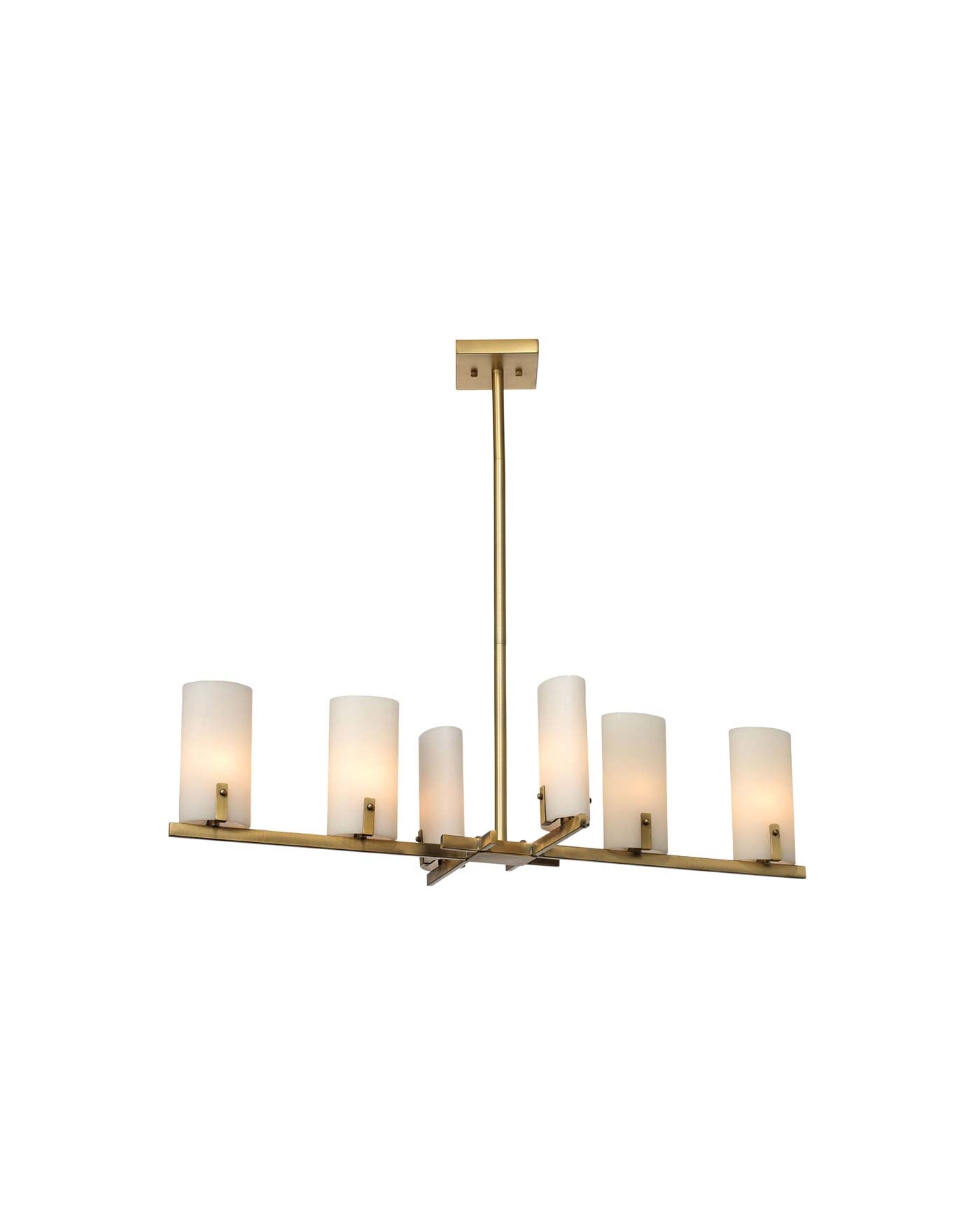 Geneva Chandelier in Antique Brass With White Resin Shades