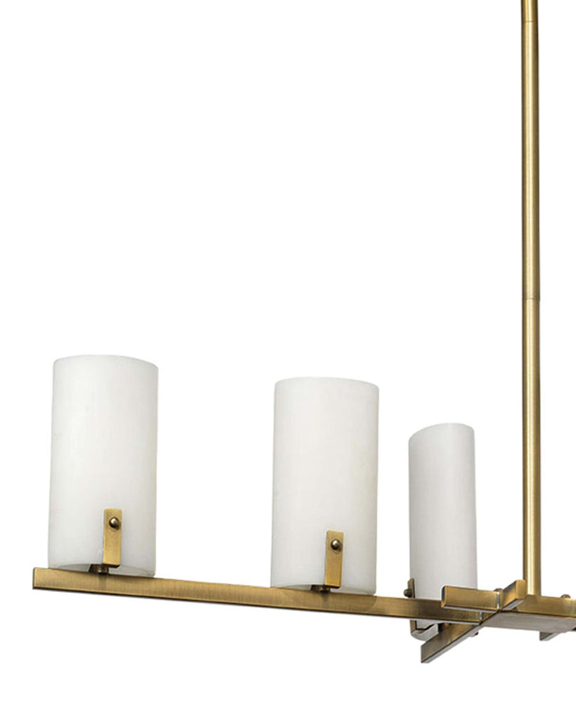 Geneva Chandelier in Antique Brass With White Resin Shades