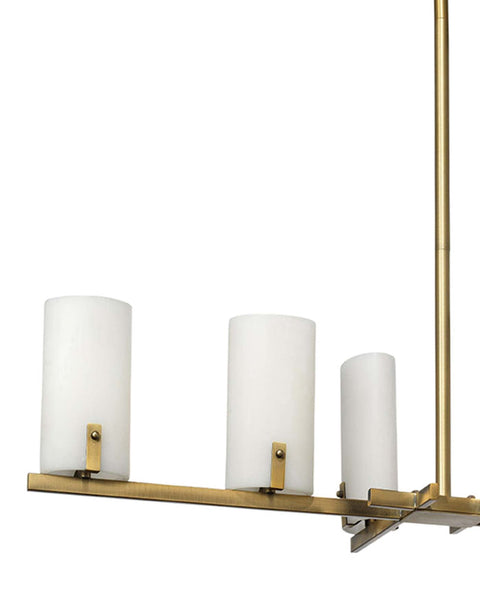 Geneva Chandelier in Antique Brass With White Resin Shades