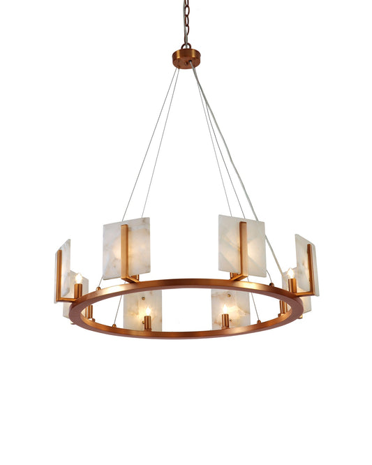 Halo Chandelier, Large in Antique Brass & Alabaster