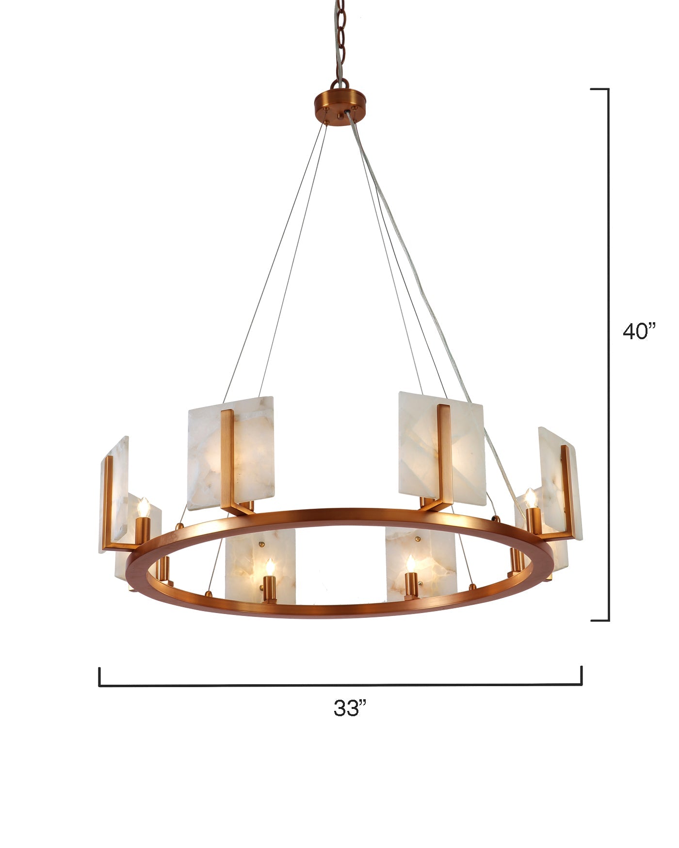 Halo Chandelier, Large in Antique Brass & Alabaster