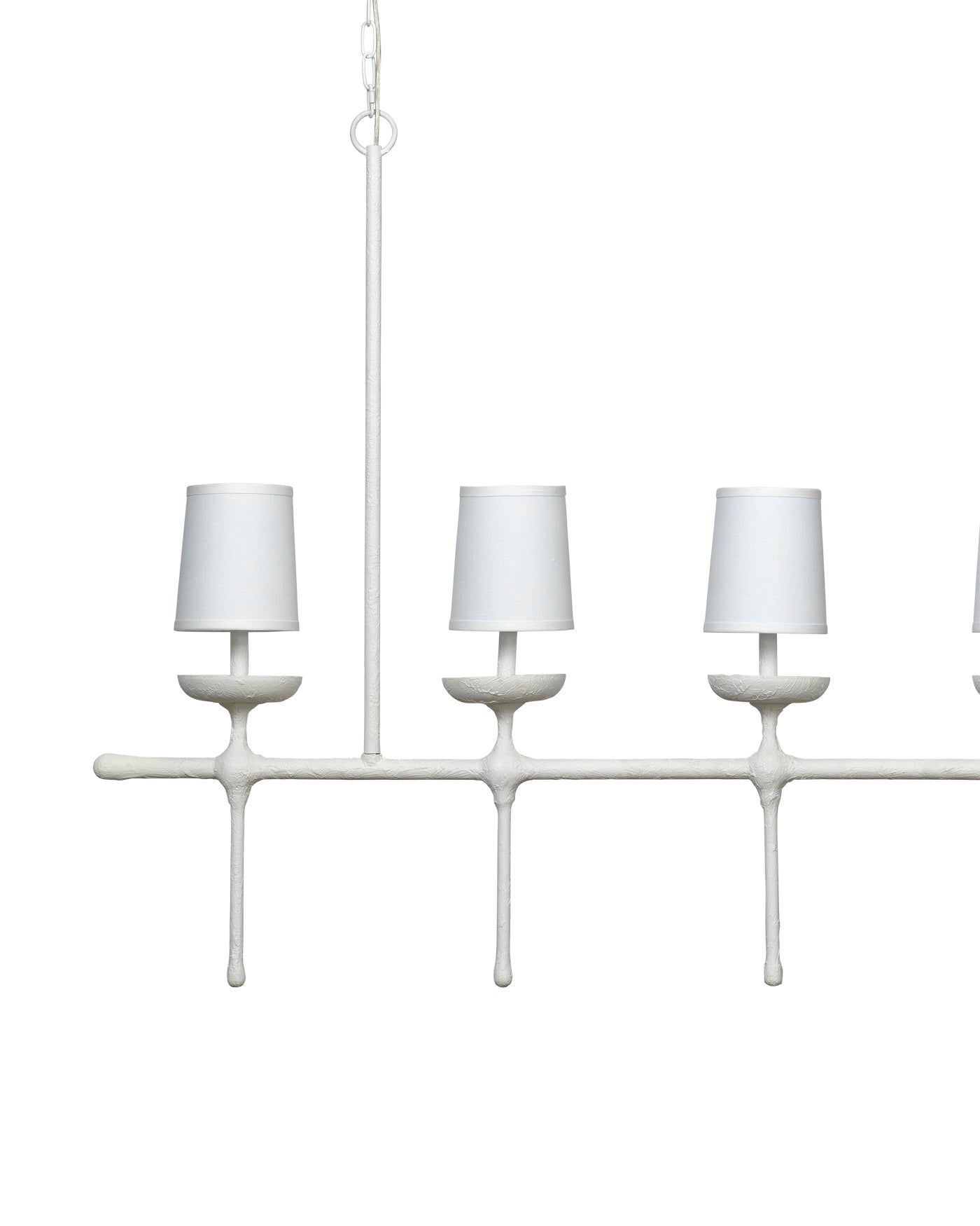 Providence 5 Light Chandelier in White Plaster With White Linen Shades