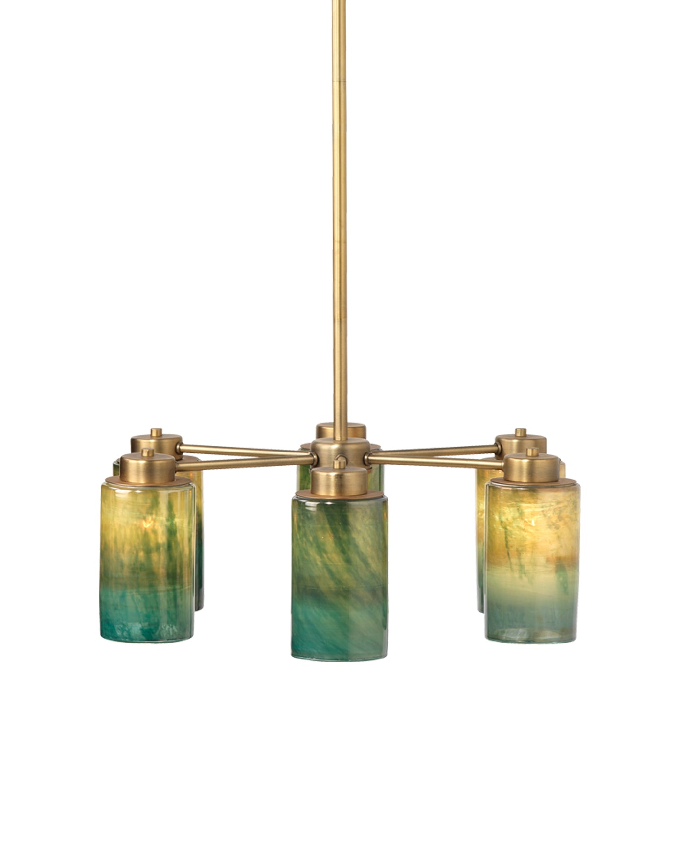 Vapor Chandelier in Vapor Glass & Antique Brass Metal