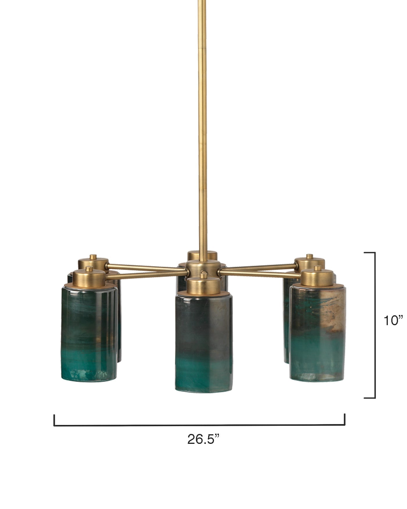 Vapor Chandelier in Vapor Glass & Antique Brass Metal