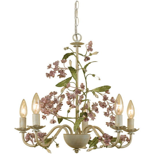 Grace Chandelier, 5-60W Candle Bulbs, 18.5"HX20"W, Hardwire or Swag