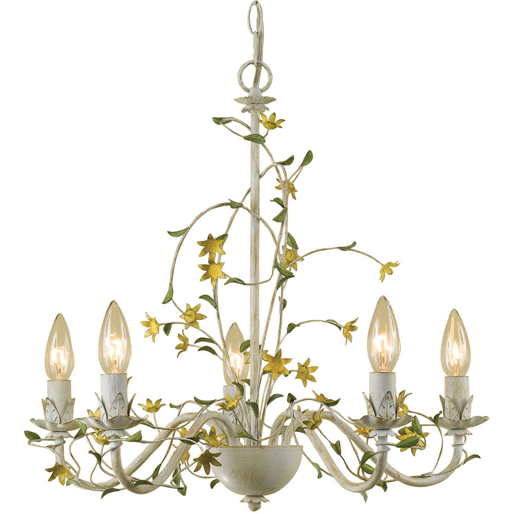 Star Flower Chandelier, 5-60W Candle Bulbs, 19