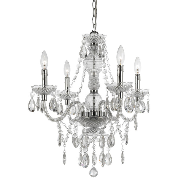 Naples Mini Chandelier, 4-60W Candle Bulbs, 23