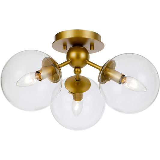 3-Light Globe Flush Mount, 18"Wx18"Dx13"H