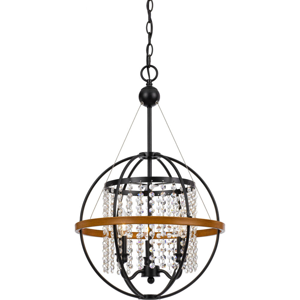 3-Light Rustic Glam Pendant, 16"Dx24"H