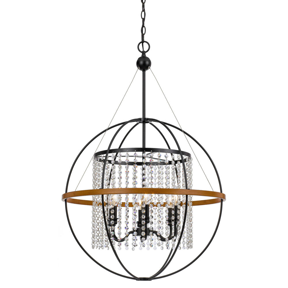 6-Light Rustic Glam Pendant, 25"Dx35"H