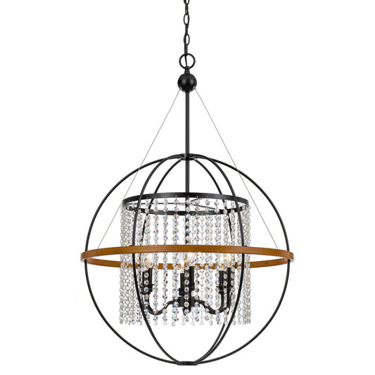 6-Light Rustic Glam Pendant, 25"Dx35"H