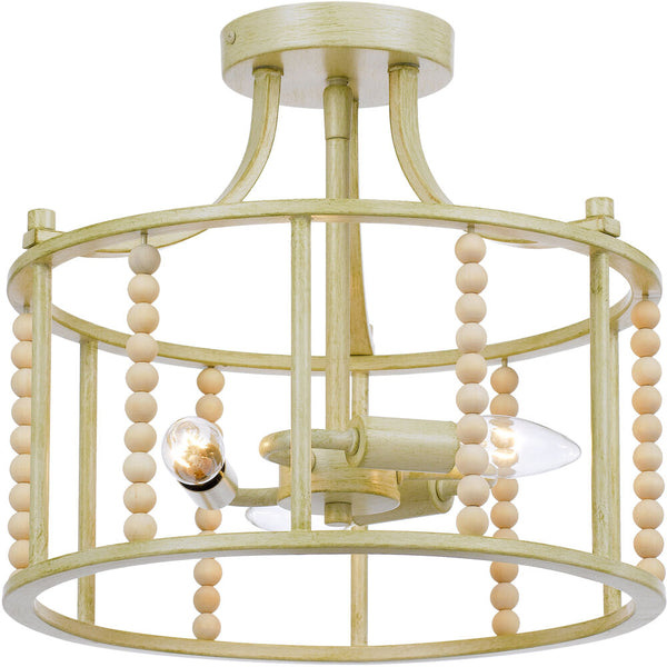 3-Light Boho Beaded Semi Flush Mount