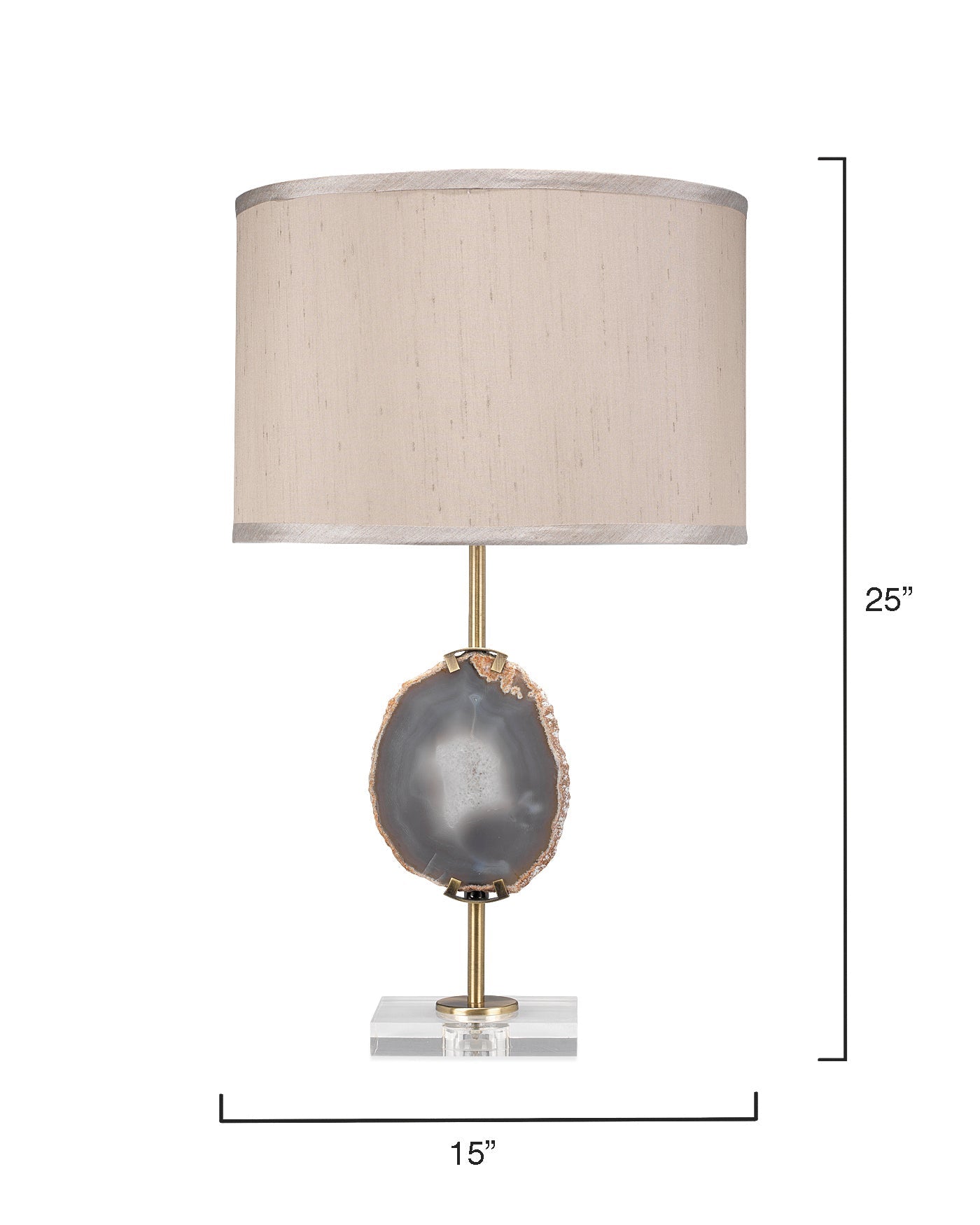 Agate Slice Table Lamp in Natural Lavendar Agate & Antique Brass Metal