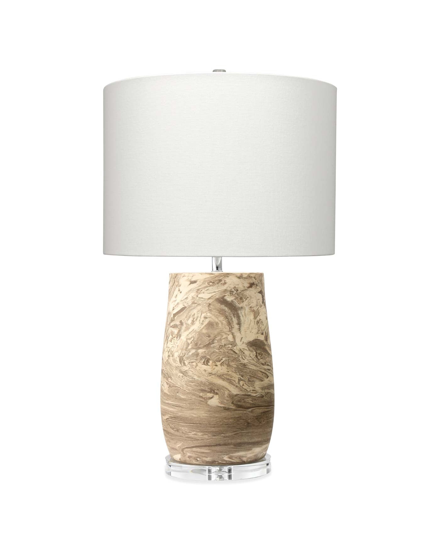 Aldrich Table Lamp With Drum Shade in White Linen