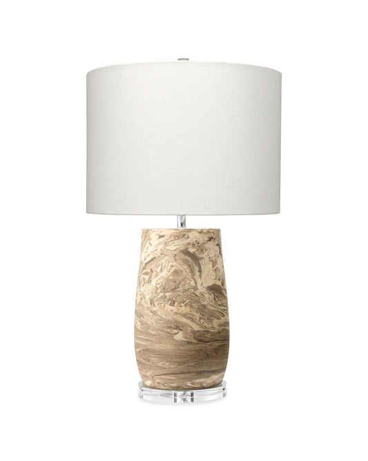 Aldrich Table Lamp With Drum Shade in White Linen