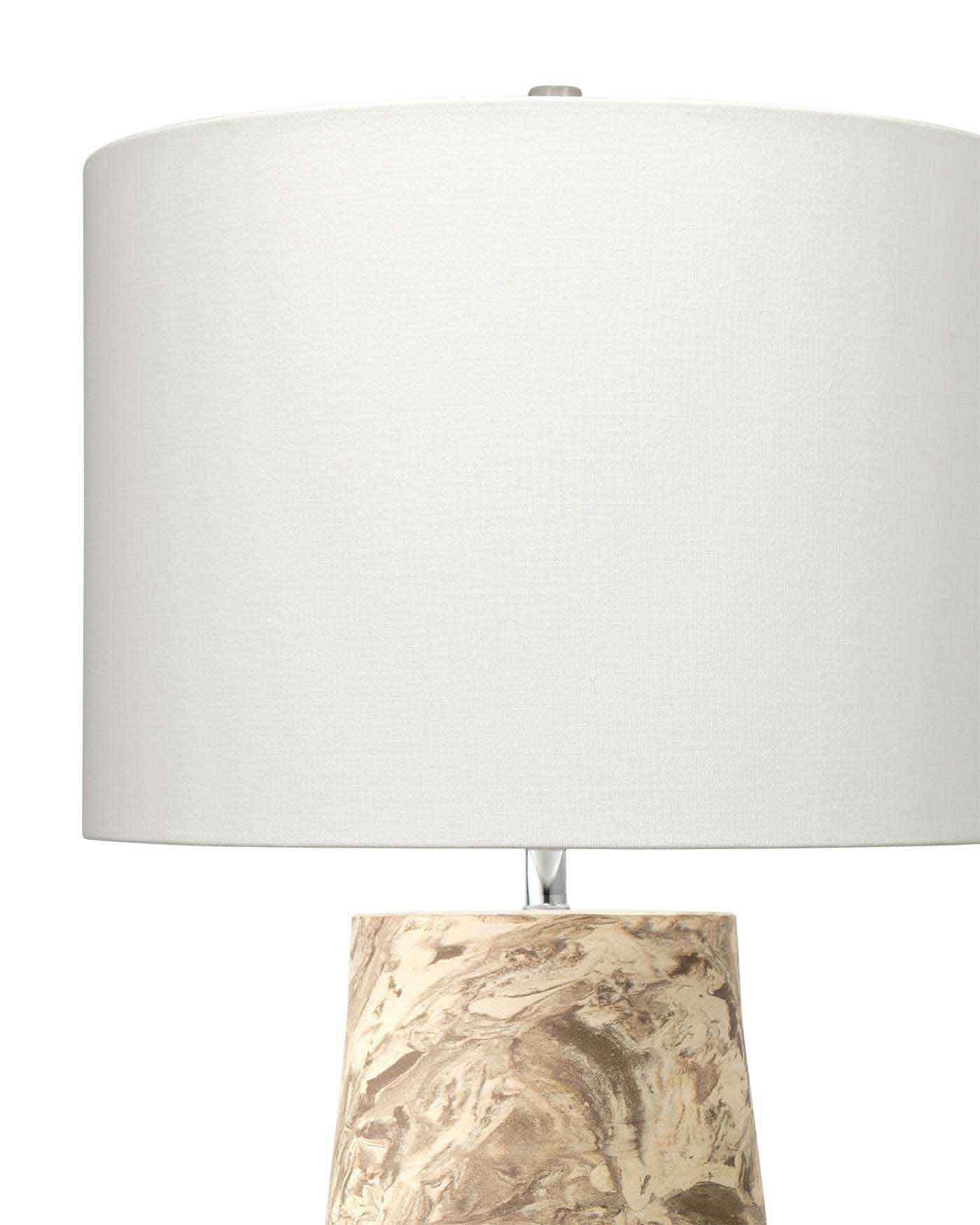 Aldrich Table Lamp With Drum Shade in White Linen