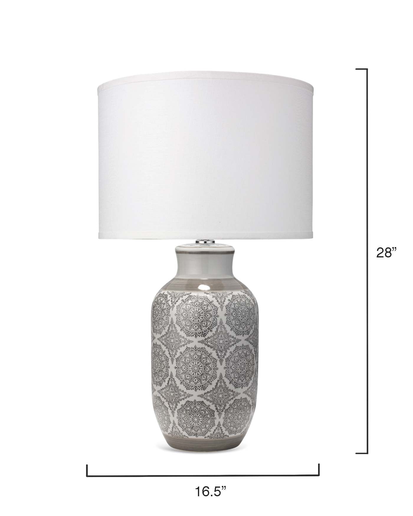 Beatrice Table Lamp in Grey Ceramic With Classic Drum Shade in Stone Linen